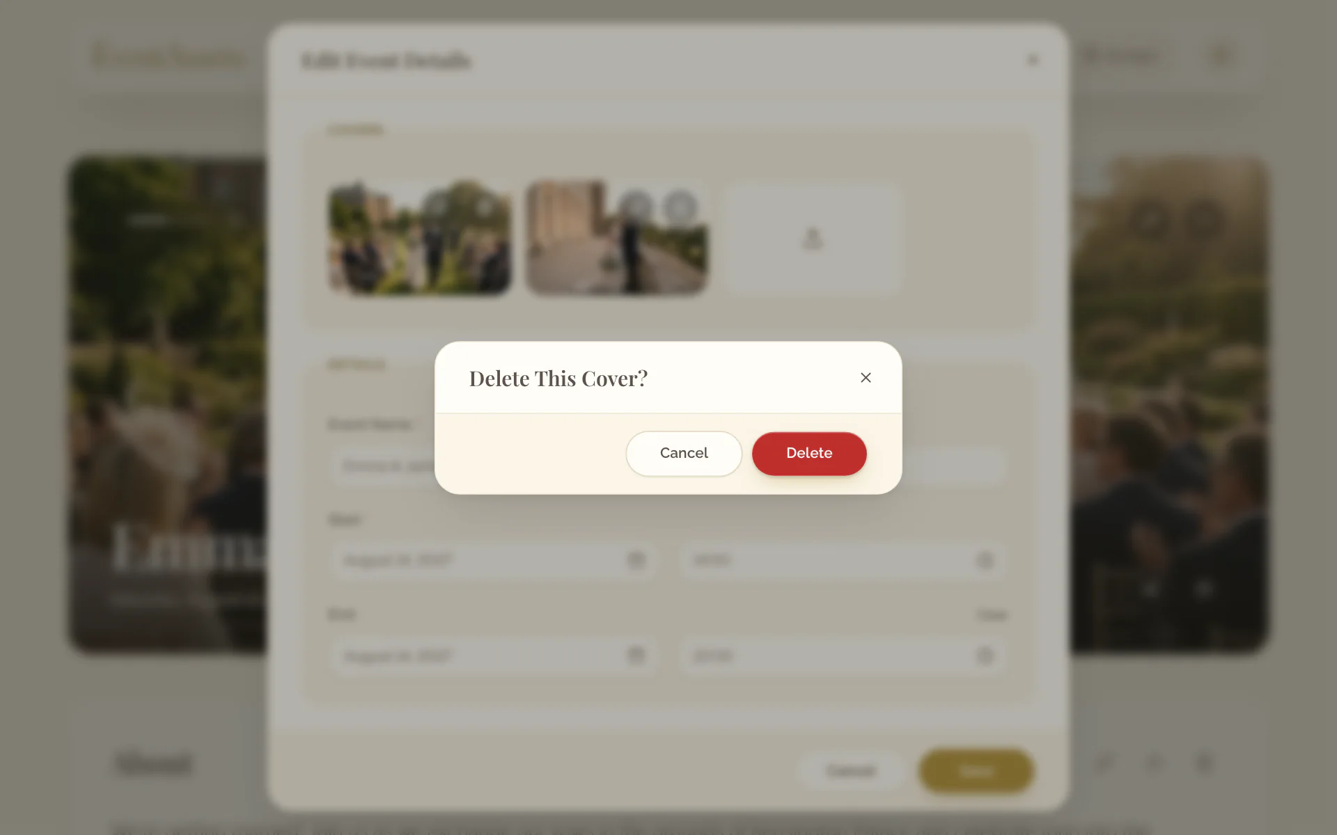 The dialog that asks whether to delete the cover