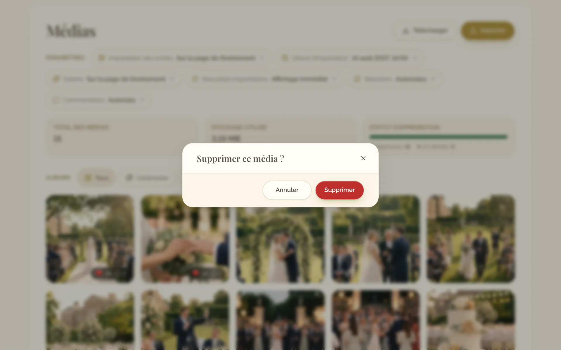 La question demandant si la photo doit être supprimée