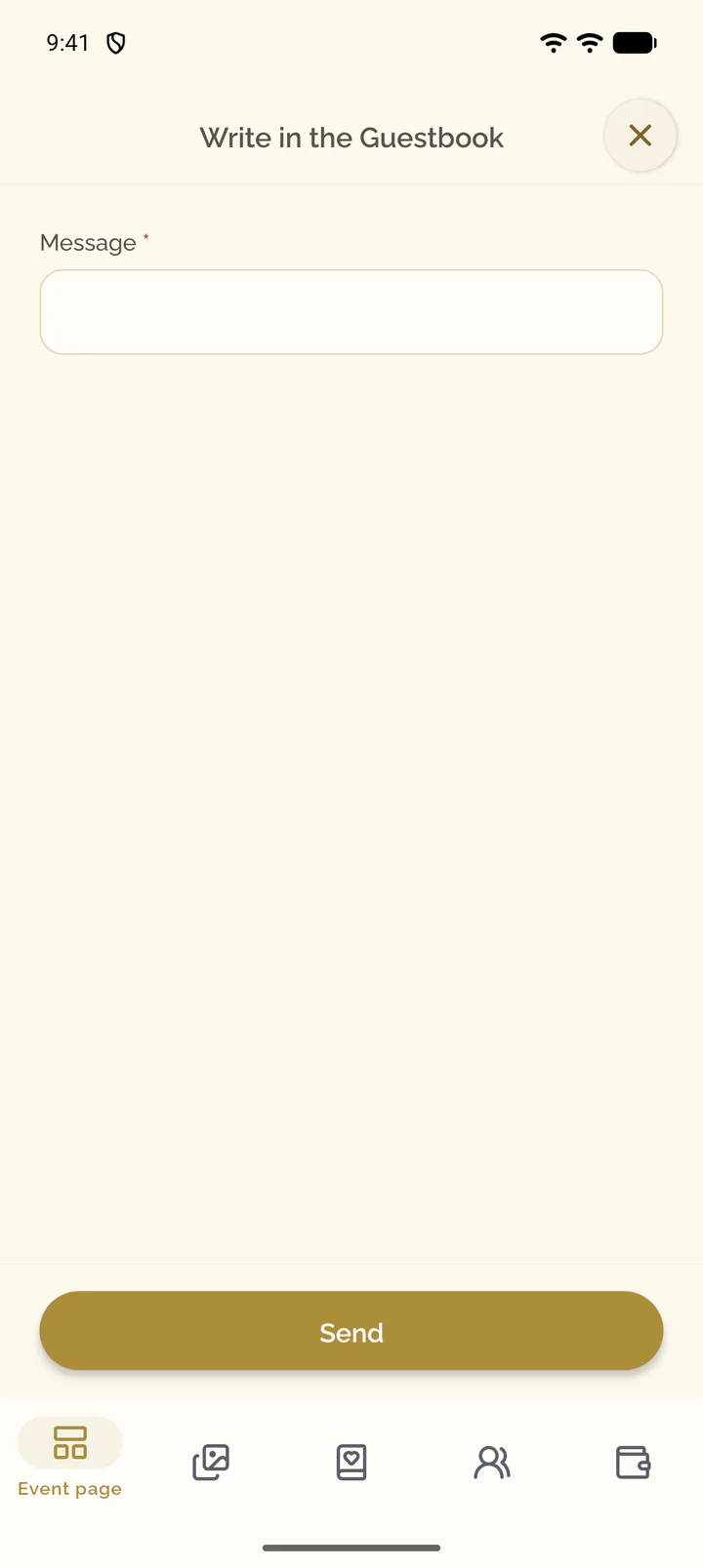 Write in the Guestbook in the app, with the field for the message