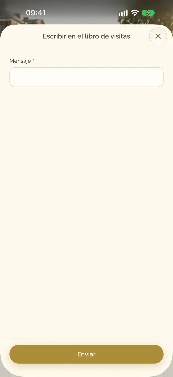 Escribir en el libro de visitas en la app, con el campo para el mensaje